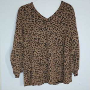 Leopard Print V-Neck Blouse